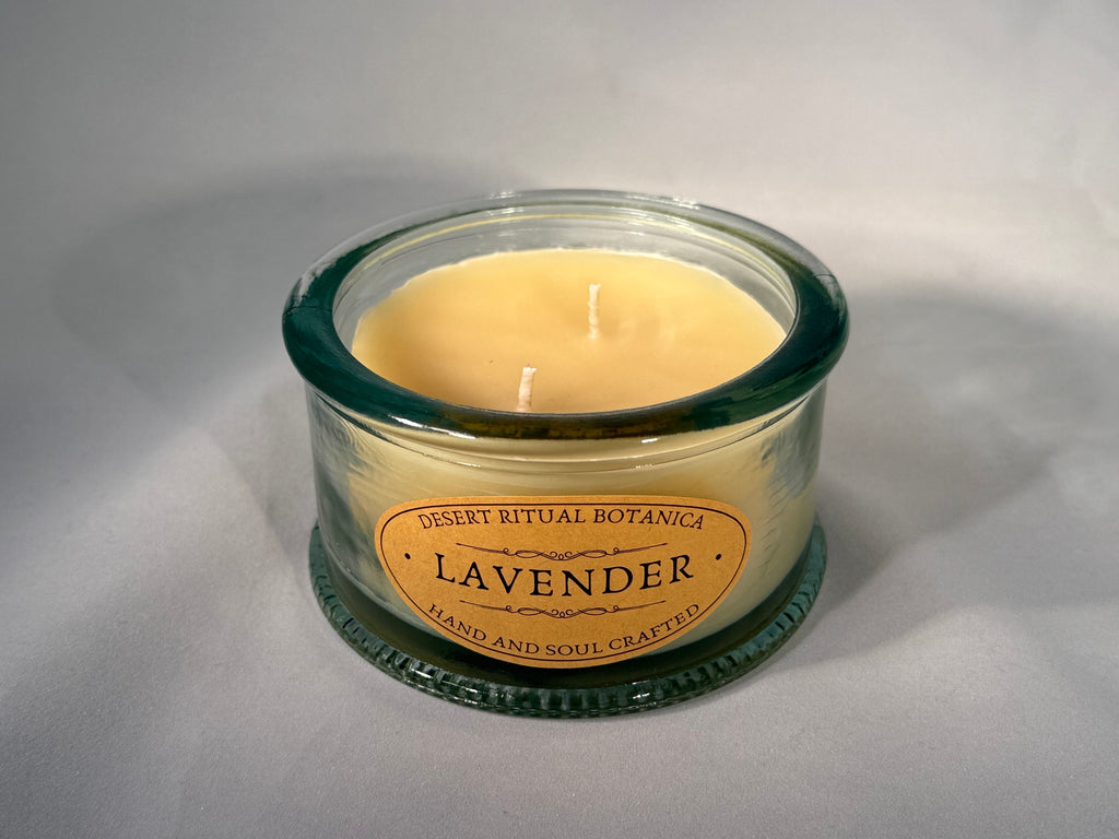 Large organic beeswax candle with lavender for deep relaxation and self-care. Clean burn, natural aroma, eco-friendly packaging.