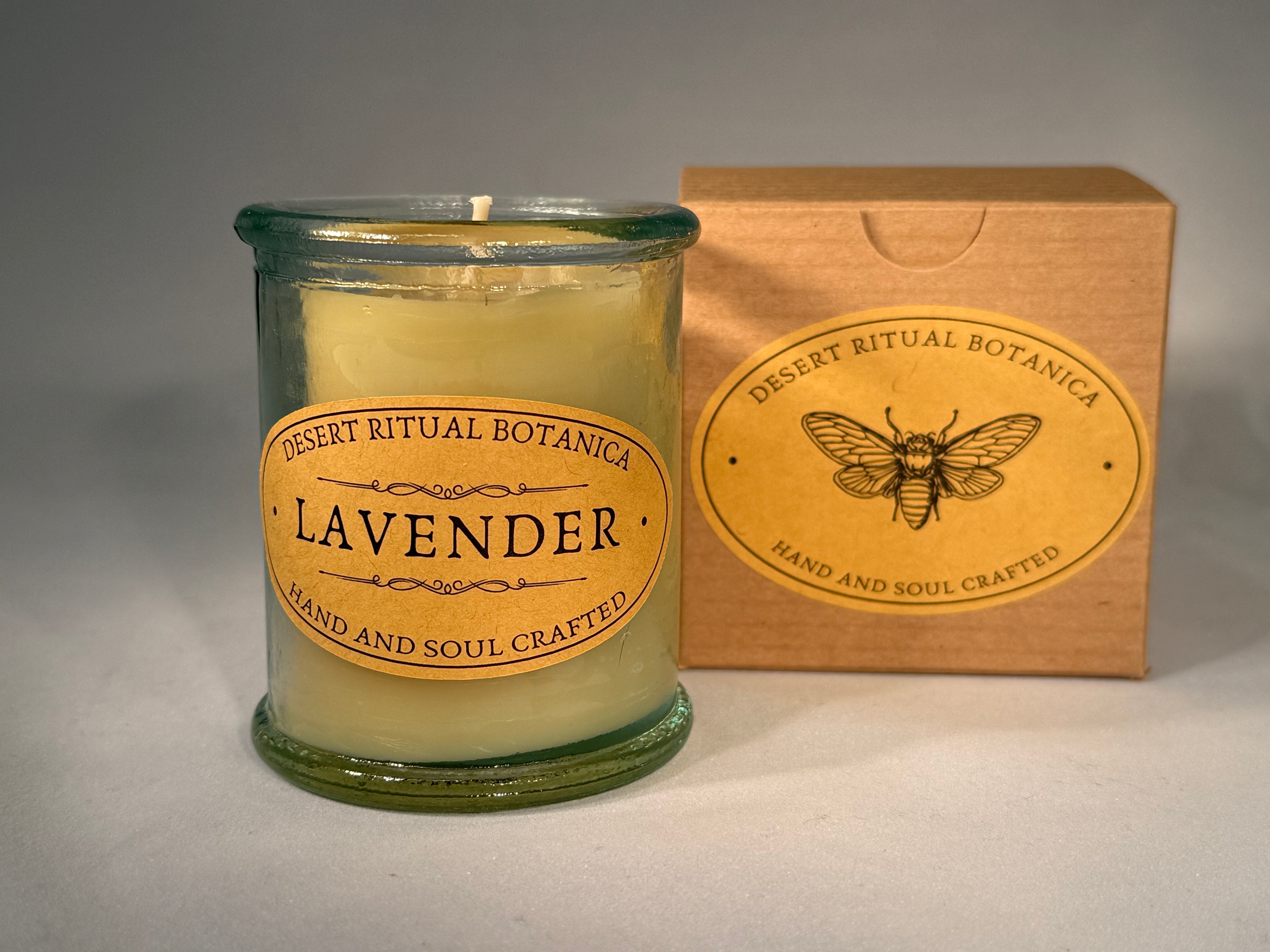 Lavender Beeswax ritual candle (small) in recycled glass jar with gift box